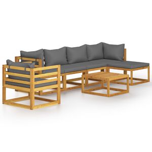 vidaXL 7 Piece Garden Lounge Set with Cushion Solid Acacia Wood