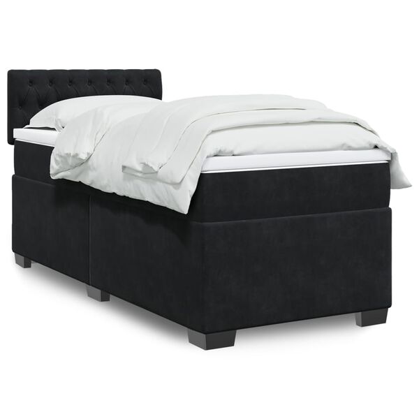 vidaXL Box Spring Bed with Mattress Black King Single Velvet