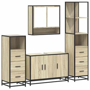 vidaXL 4 Piece Bathroom Furniture Set Sonoma Oak Engineered Wood