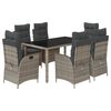vidaXL 7 Piece Garden Dining Set with Cushions Grey Poly Rattan