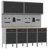 vidaXL Work Cabinet 10 pcs Black and Grey Engineered Wood and Steel