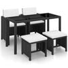 vidaXL 5 Piece Outdoor Dining Set with Cushions Poly Rattan Black