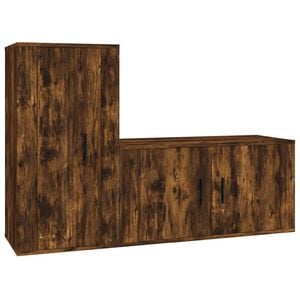 vidaXL 2 Piece TV Cabinet Set Smoked Oak Engineered Wood