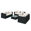 vidaXL 7 Piece Garden Lounge Set with Cushions Poly Rattan Black