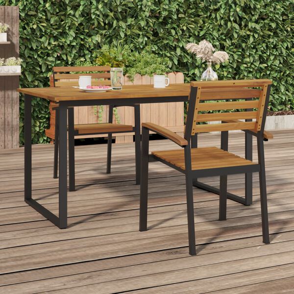 vidaXL Stackable Garden Chairs 2 pcs Solid Wood Acacia and Metal