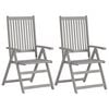 vidaXL Reclining Folding Chairs 2 pcs Grey Solid Acacia Wood