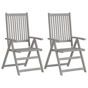 vidaXL Reclining Folding Chairs 2 pcs Grey Solid Acacia Wood