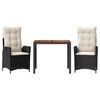 vidaXL 5 Piece Garden Dining Set with Cushions Black Poly Rattan