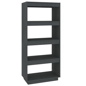 vidaXL Book Cabinet/Room Divider Grey 60x35x135 cm Solid Wood Pine