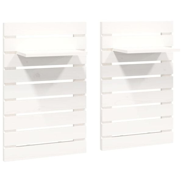 vidaXL Wall-mounted Bedside Shelves 2 pcs White Solid Wood Pine