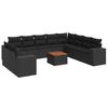 vidaXL 11 Piece Garden Sofa Set with Cushions Black Poly Rattan
