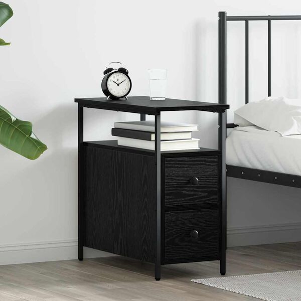vidaXL Bedside Cabinet Black oak 30 x 60 x 60 cm Engineered wood