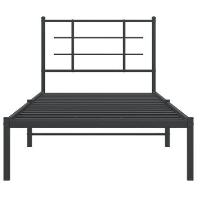 vidaXL Metal Bed Frame with Headboard Black 90x190 cm Single