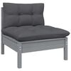 vidaXL 4 Piece Garden Lounge Set with Cushions Grey Pinewood