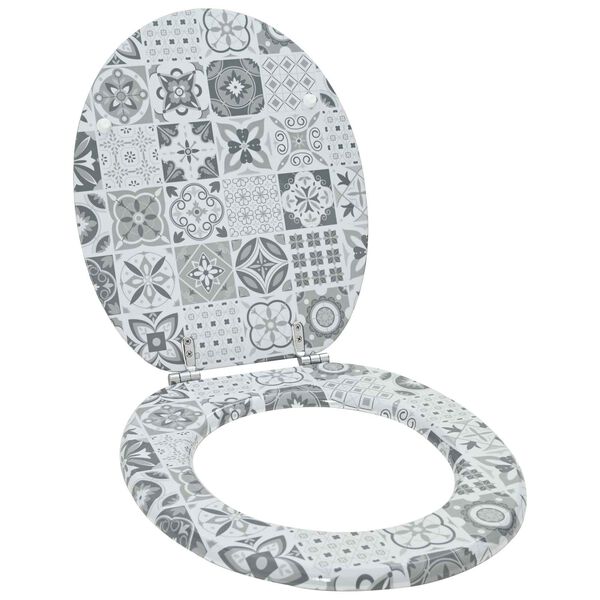vidaXL Soft-Close Toilet Seat Grey 44 x 38 cm MDF board