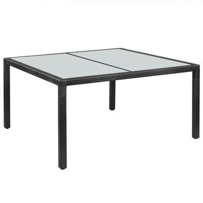 vidaXL Garden Table Black 150x90x75 cm Poly Rattan