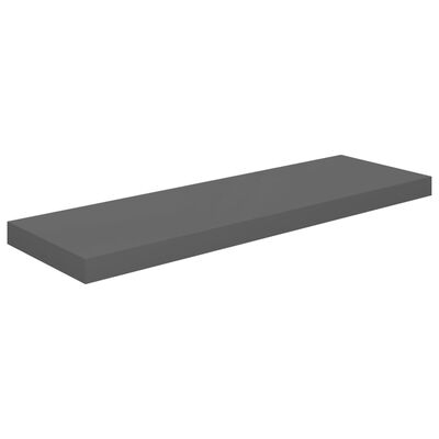 vidaXL Floating Wall Shelves 2 pcs High Gloss Grey 80x23.5x3.8 cm MDF