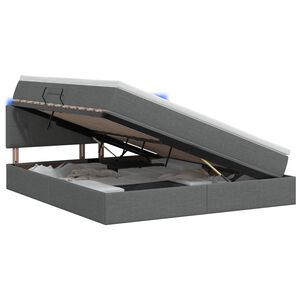 vidaXL LED Storage Bed with Mattress Dark Grey 160 x 200 cm Fabric