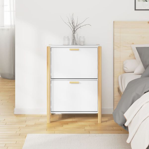vidaXL Shoe Cabinet White 57.5x33x80 cm Engineered Wood