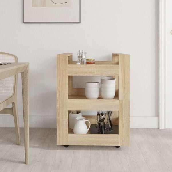 vidaXL Kitchen Trolley Sonoma Oak 60x45x80 cm Engineered Wood