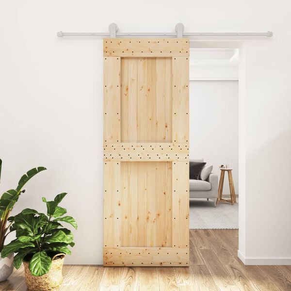 vidaXL Sliding Door with Hardware Set 80x210 cm Solid Wood Pine