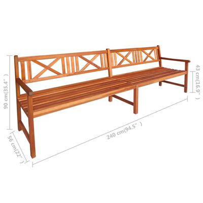 vidaXL Garden Bench with Cushions 240 cm Solid Acacia Wood