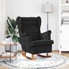 vidaXL Rocking Chair Wingback Black Velvet and Solid Wood