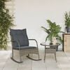 vidaXL Garden Rocking Chair with Cushions Grey Poly Rattan