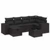 vidaXL 7 Piece Garden Sofa Set with Cushions Black Poly Rattan