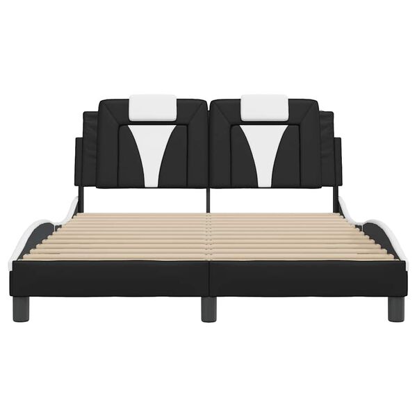 vidaXL Bed Frame "Viana" without Mattress Black and White 137x190 cm Double Faux Leather