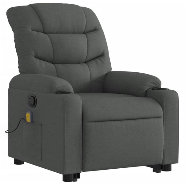 vidaXL Stand up Massage Recliner Chair Dark Grey Fabric