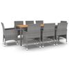 vidaXL 9 Piece Garden Dining Set Poly Rattan Grey