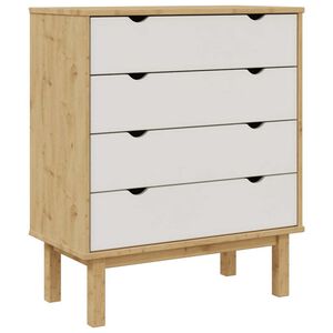vidaXL Drawer Cabinet OTTA Brown&White 76.5x39.5x90cm Solid Wood Pine