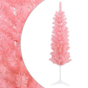 vidaXL Artificial Slim Christmas Tree 120 cm PVC and Steel Pink