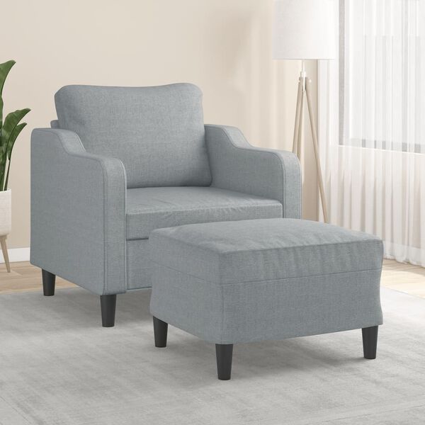 vidaXL Sofa Chair with Footstool Light Grey 60 cm Fabric