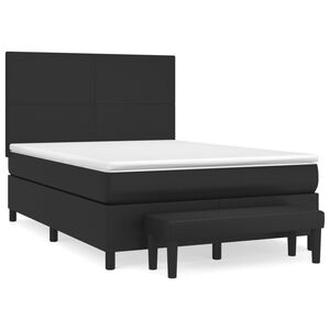 vidaXL Box Spring Bed with Mattress Black 153x203 cm Queen Size Faux Leather