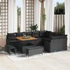 vidaXL Garden Sofa Set Height-Adjustable 12 pcs Black Poly Rattan