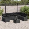 vidaXL Sofa Set with Cushion 9 pcs Black Poly Rattan