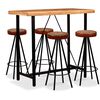 vidaXL Bar Set 5 Pieces Solid Wood Acacia. Genuine Leather & Canvas
