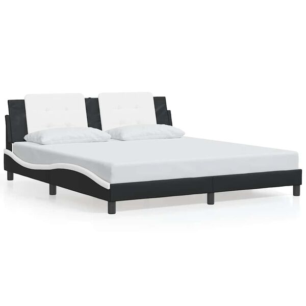 vidaXL Bed Frame without Mattress "Zadar" Black and White 180x200 cm Super King Faux Leather