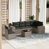 vidaXL 7 Piece Garden Sofa Set with Cushions Grey Poly Rattan