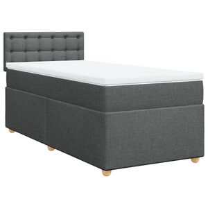 vidaXL Box Spring Bed with Mattress Dark Grey King Single Fabric