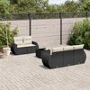 vidaXL 6 Piece Garden Sofa Set with Cushions Black Poly Rattan