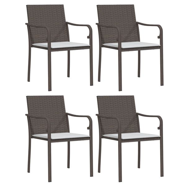 vidaXL 5 Piece Garden Dining Set with Cushions Poly Rattan and Steel