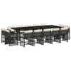 vidaXL 15 Piece Garden Dining Set with Cushions Black Poly Rattan