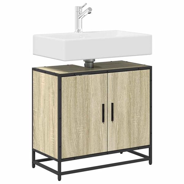 vidaXL Bathroom Sink Cabinet Sonoma Oak 65x33x60 cm Engineered Wood