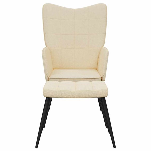 vidaXL Relaxing Chair with a Stool Cream Fabric