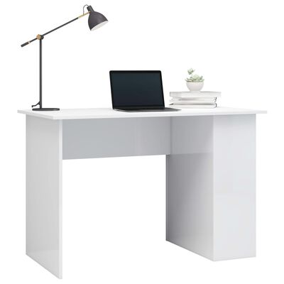 vidaXL Desk High Gloss White 110x60x73 cm Engineered Wood