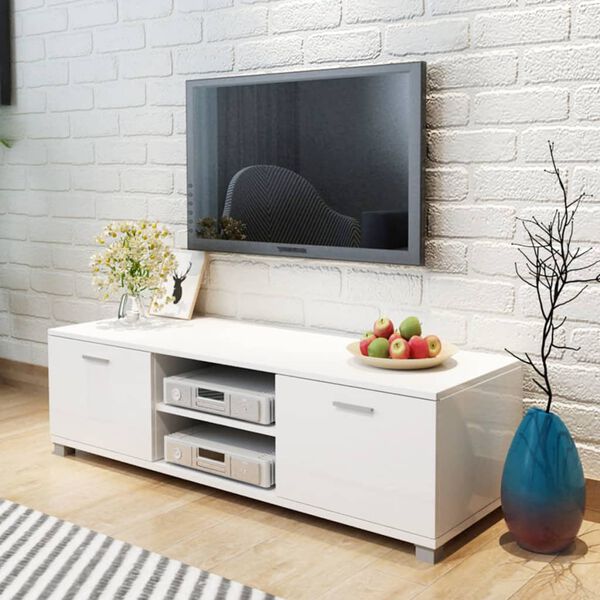 vidaXL TV Cabinet High-Gloss White 140x40.5x35 cm