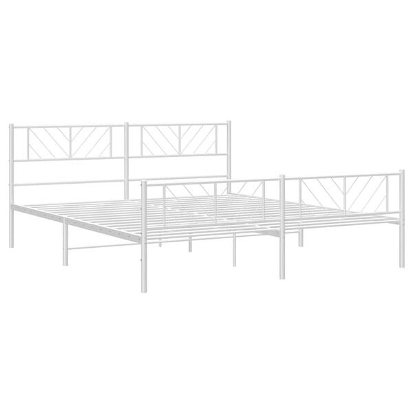 vidaXL Metal Bed Frame without Mattress with Footboard White 180x200cm
